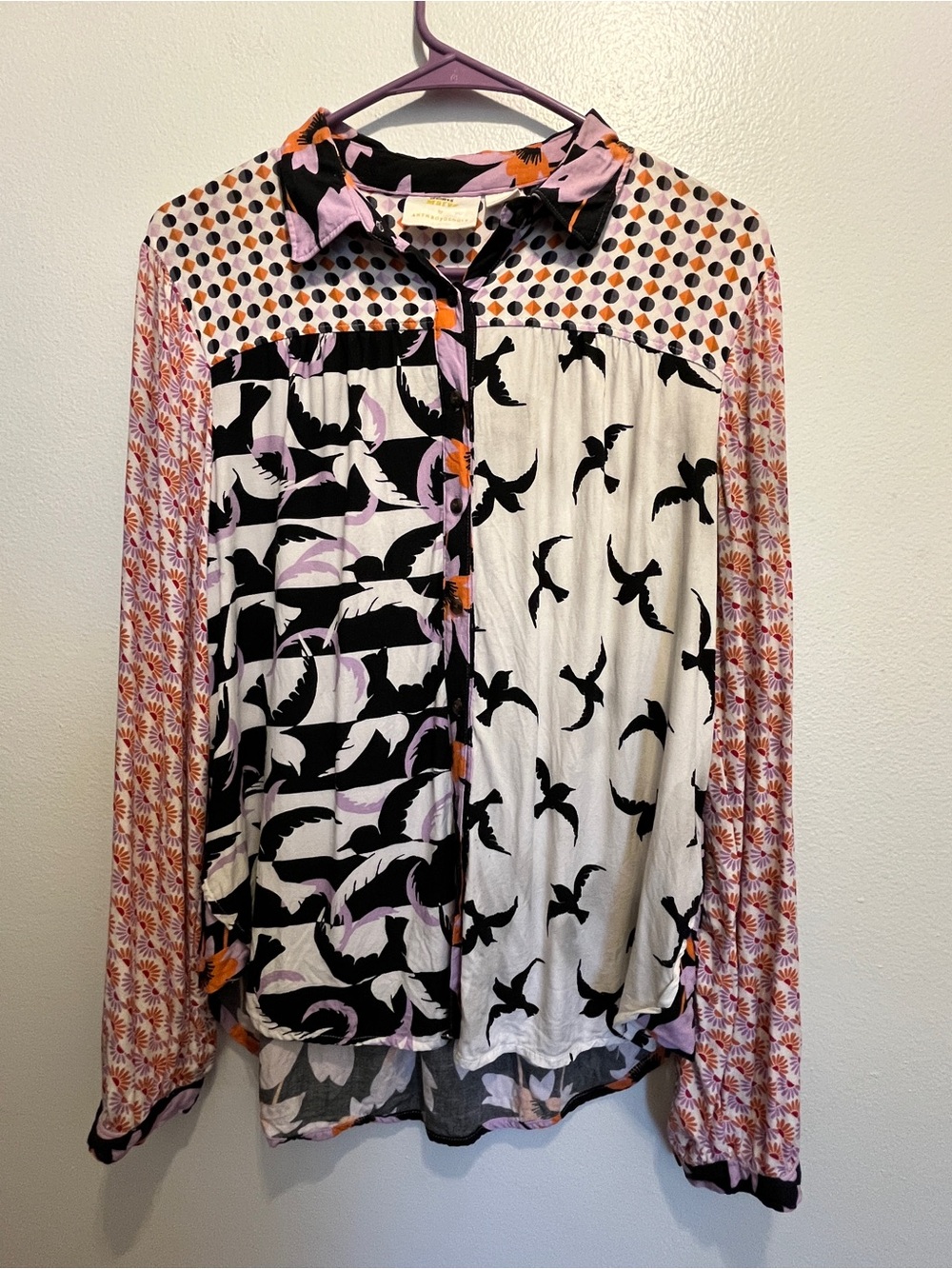 Women’s Anthropologie Maeve Abstract Blouse Birds Size Medium